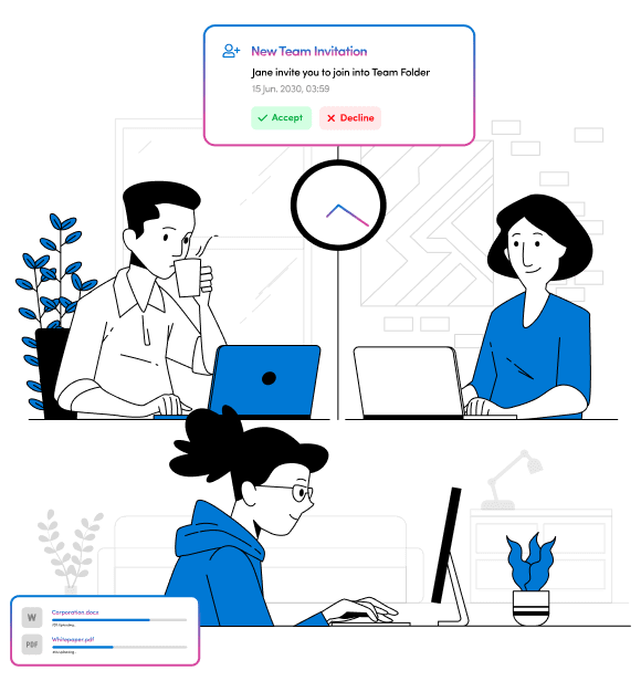 Secure file sharing illustration